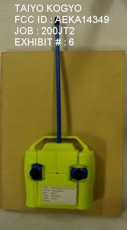 49 MHz Remote Control Toy TX - FCC ID AEKA14349 - Taiyo Co., Ltd.