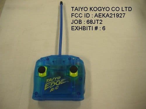 27 MHz Remote Control TX - FCC ID AEKA21927 - Taiyo Co., Ltd.