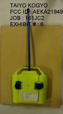 49 MHz Remote Control TX - FCC ID AEKA21949 - Taiyo Co., Ltd.