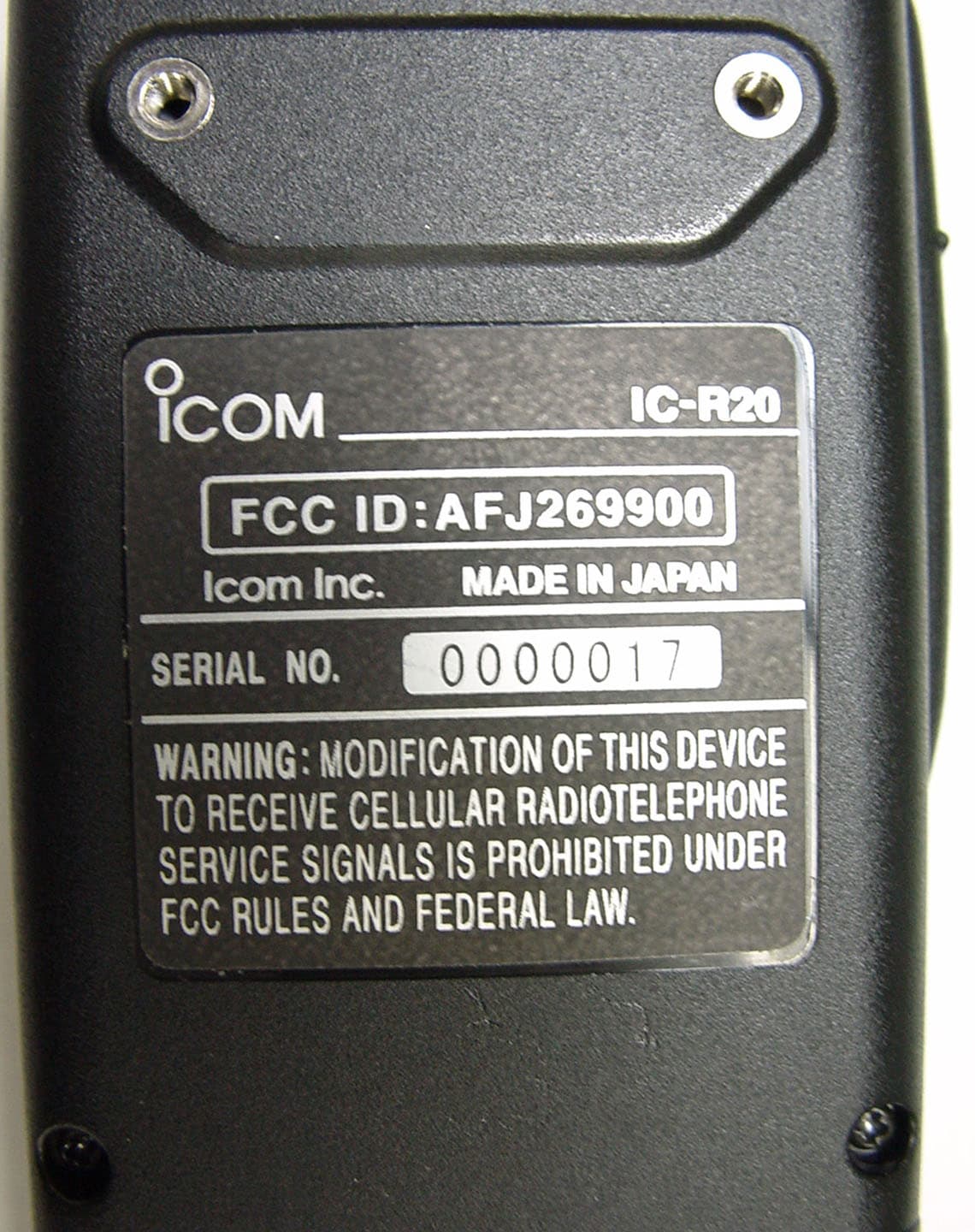 Amateur UHF Scanning Receiver - FCC ID AFJ269900 - ICOM Incorporated