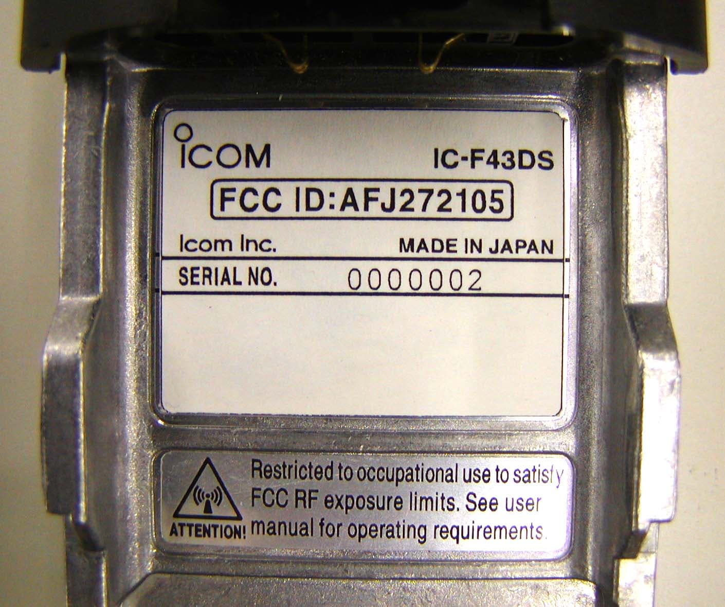 UHF Transceiver - FCC ID AFJ272105 - ICOM Incorporated (2)