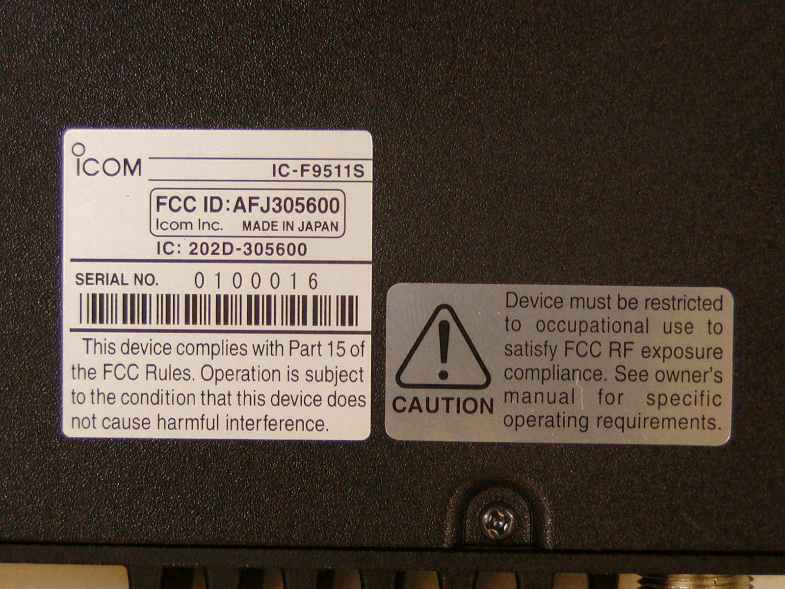 VHF Mobile Transceiver - FCC ID AFJ305600 - ICOM Incorporated