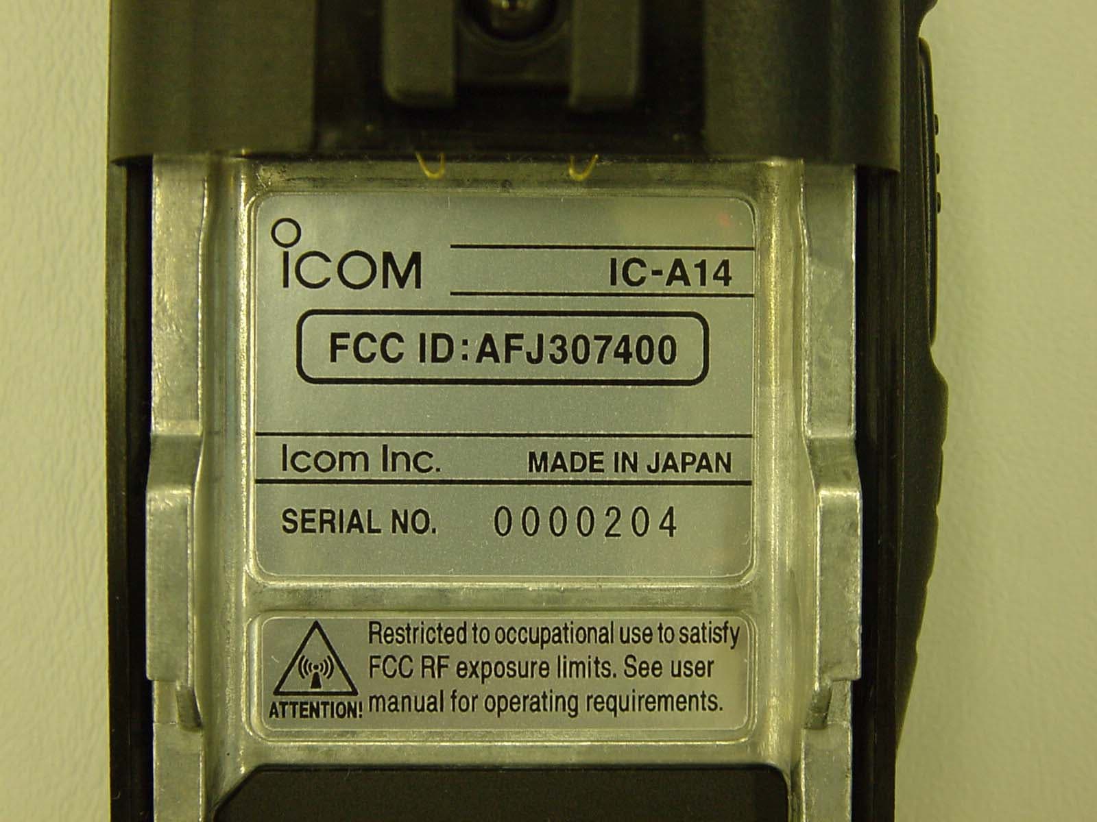 VHF Air Band Transceiver - FCC ID AFJ307400 - ICOM Incorporated