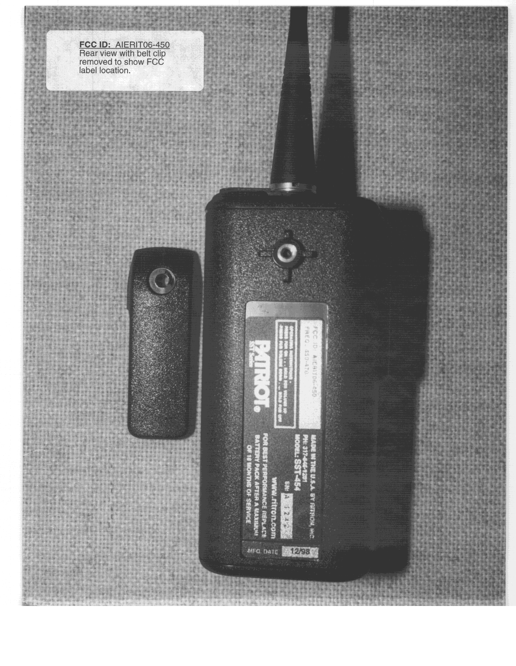 TNF - Licensed Non-Broadcast Transmitter Held to Face - FCC ID AIERIT06-450 - Ritron Inc (1)
