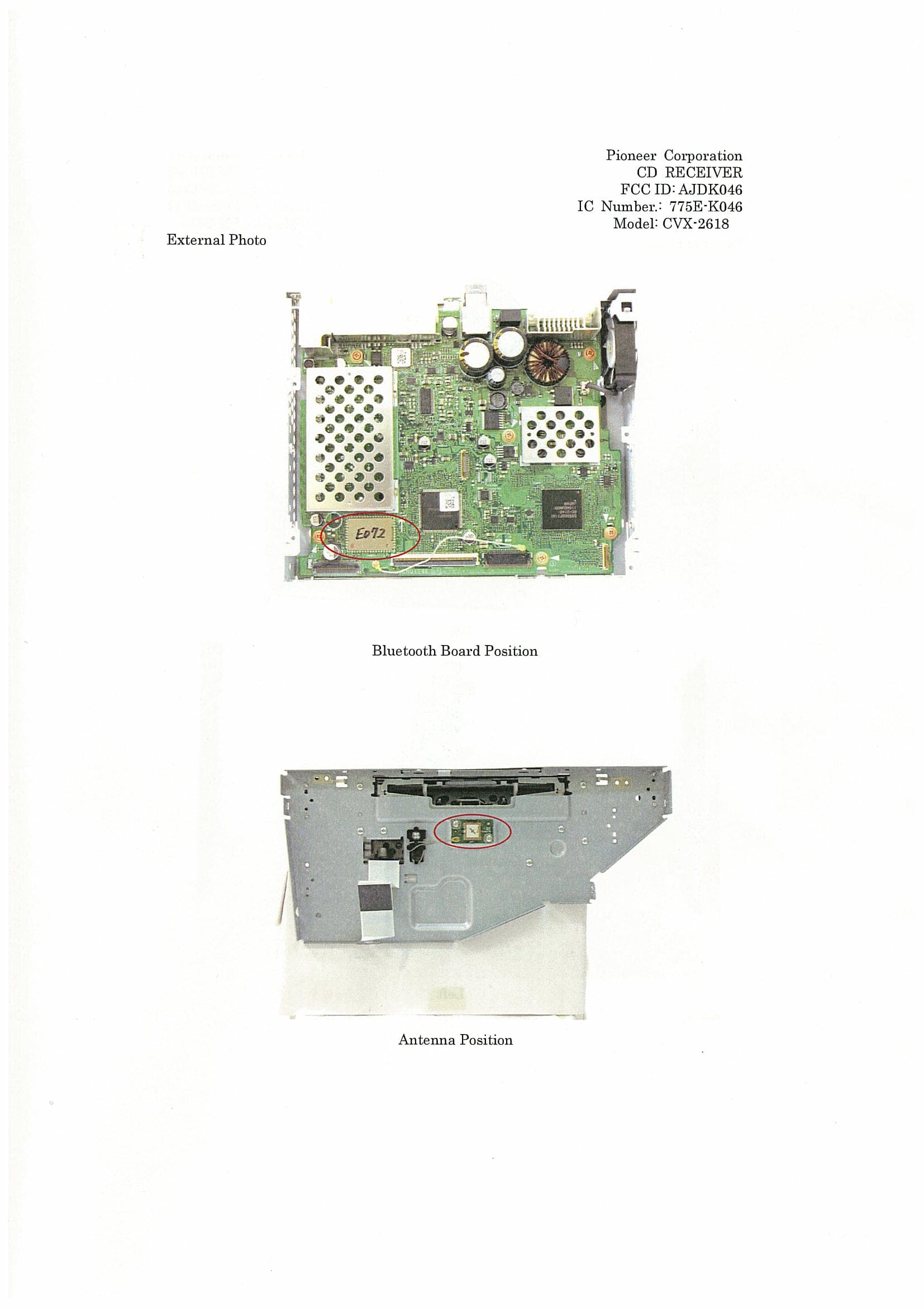 CD RECEIVER - FCC ID AJDK046 - Pioneer Corporation
