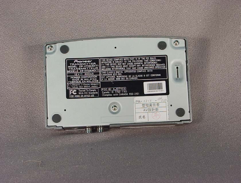 Digital wireless speaker system transmitter - FCC ID AJDT103 - Pioneer Corporation