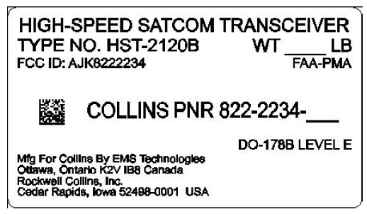 HST-2120B - FCC ID AJK8222234 - Rockwell Collins Inc