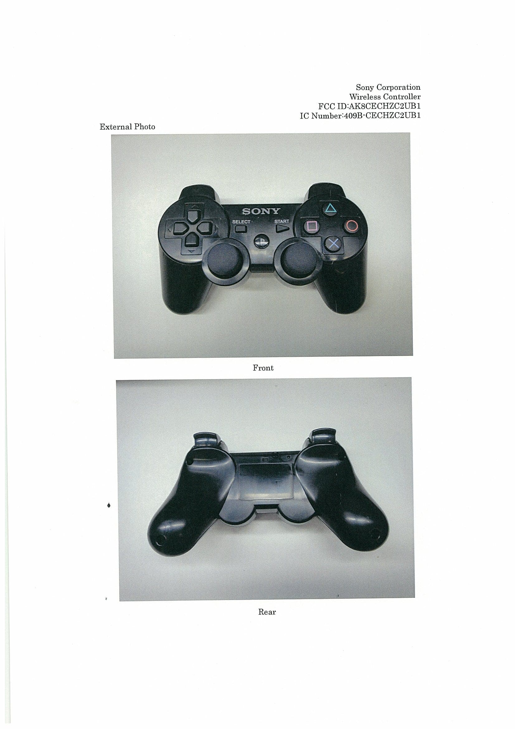 WIRELESS CONTROLLER - FCC ID AK8CECHZC2UB1 - Sony Group Corporation