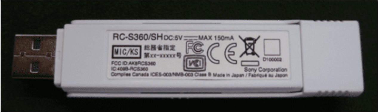 Contactless IC Card Reader/Writer - FCC ID AK8RCS360 - Sony Group Corporation (1)