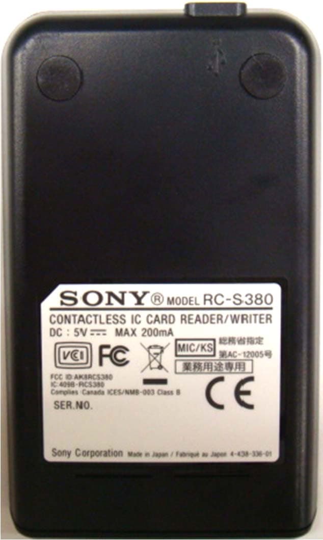 Contactless IC Card Reader/Writer - FCC ID AK8RCS380 - Sony Group Corporation