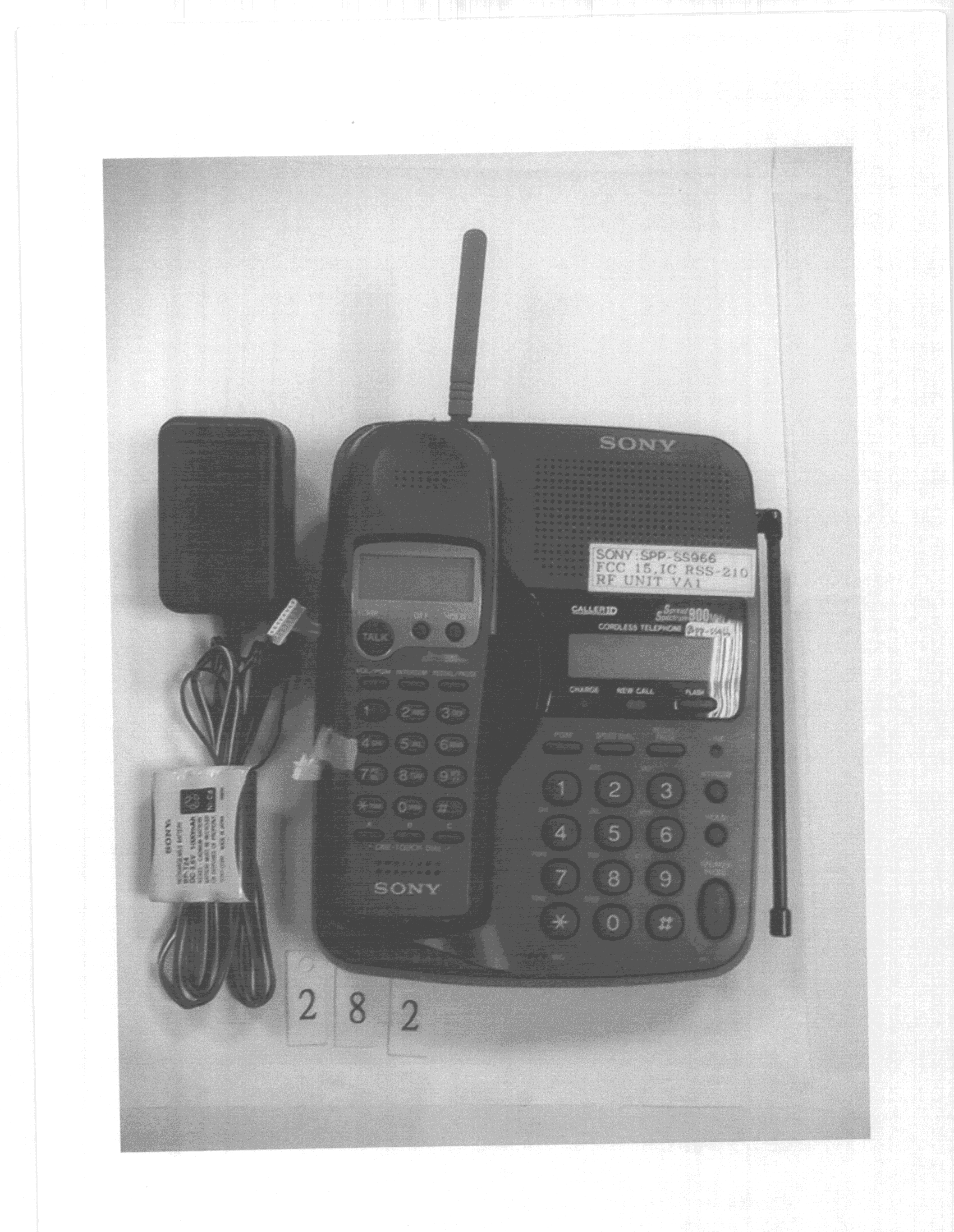 900 Mhz Spread Spectrum Cordless Telephone - FCC ID AK8SPPSS966 - Sony Group Corporation