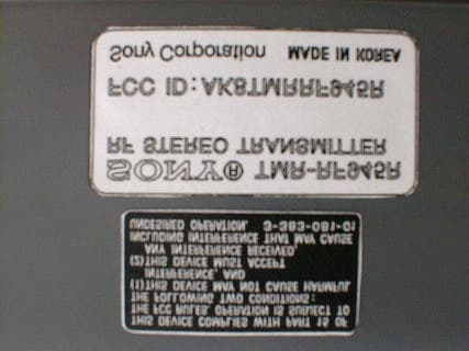 RF Stereo Transmitter - FCC ID AK8TMRRF945R - Sony Group Corporation