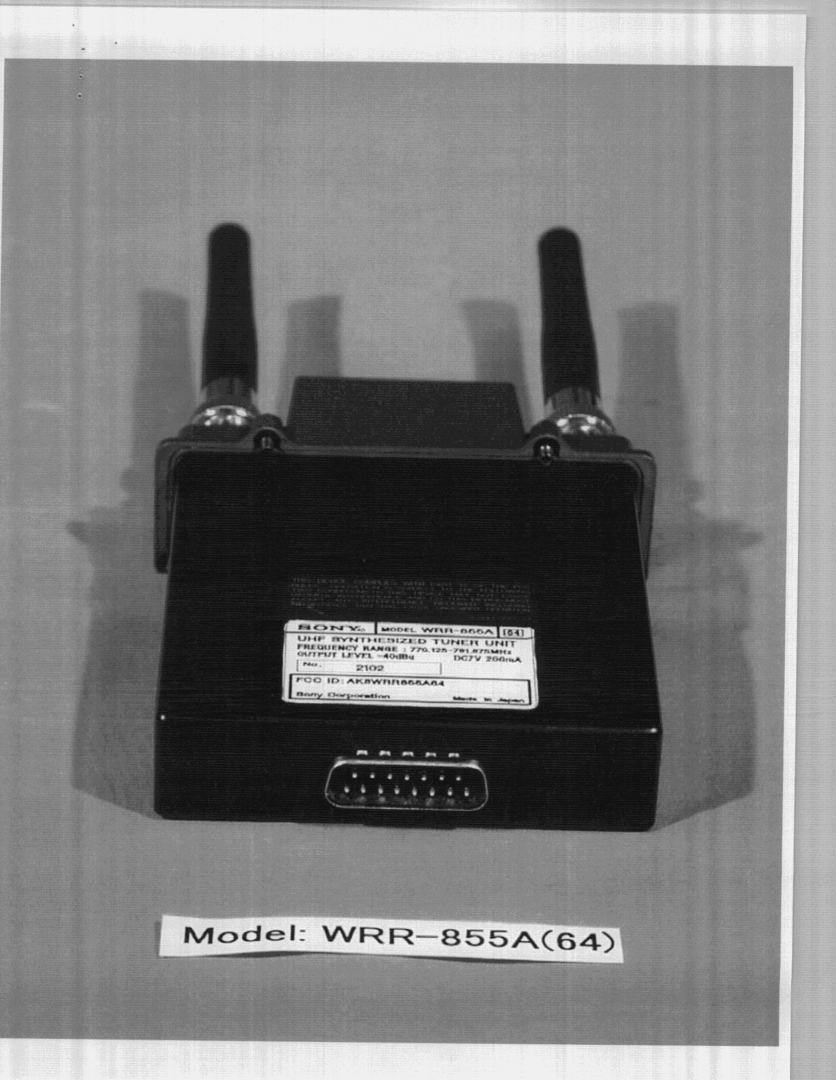 Wireless Microphone Tuner/Receiver - FCC ID AK8WRR855A64 - Sony Group Corporation (2)