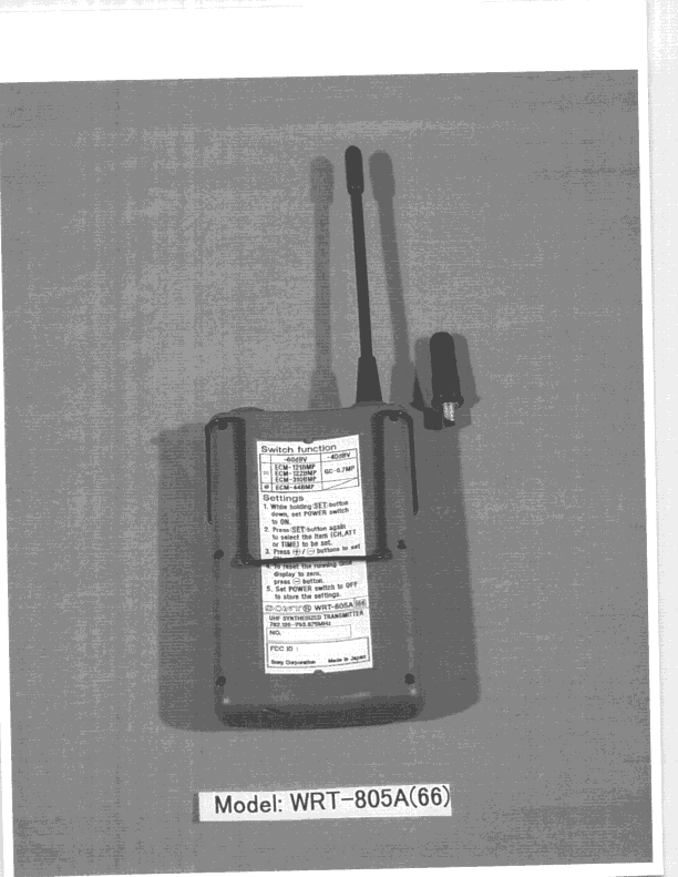 TNT - Licensed Non-Broadcast Transmitter Worn on Body - FCC ID AK8WRT805A66 - Sony Group Corporation (4)