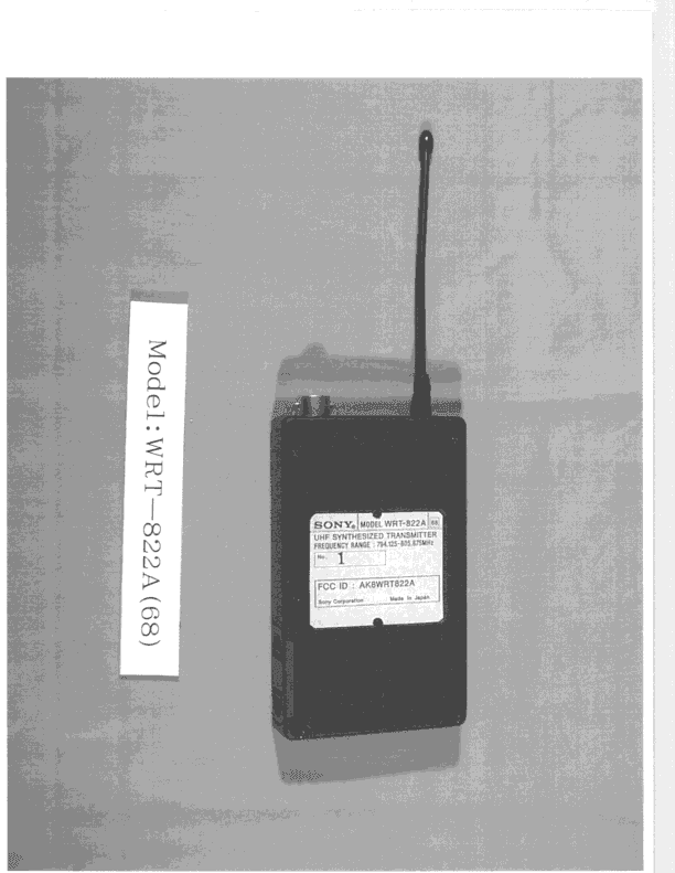 TBT - Licensed Broadcast Transmitter Worn on Body - FCC ID AK8WRT822A - Sony Group Corporation