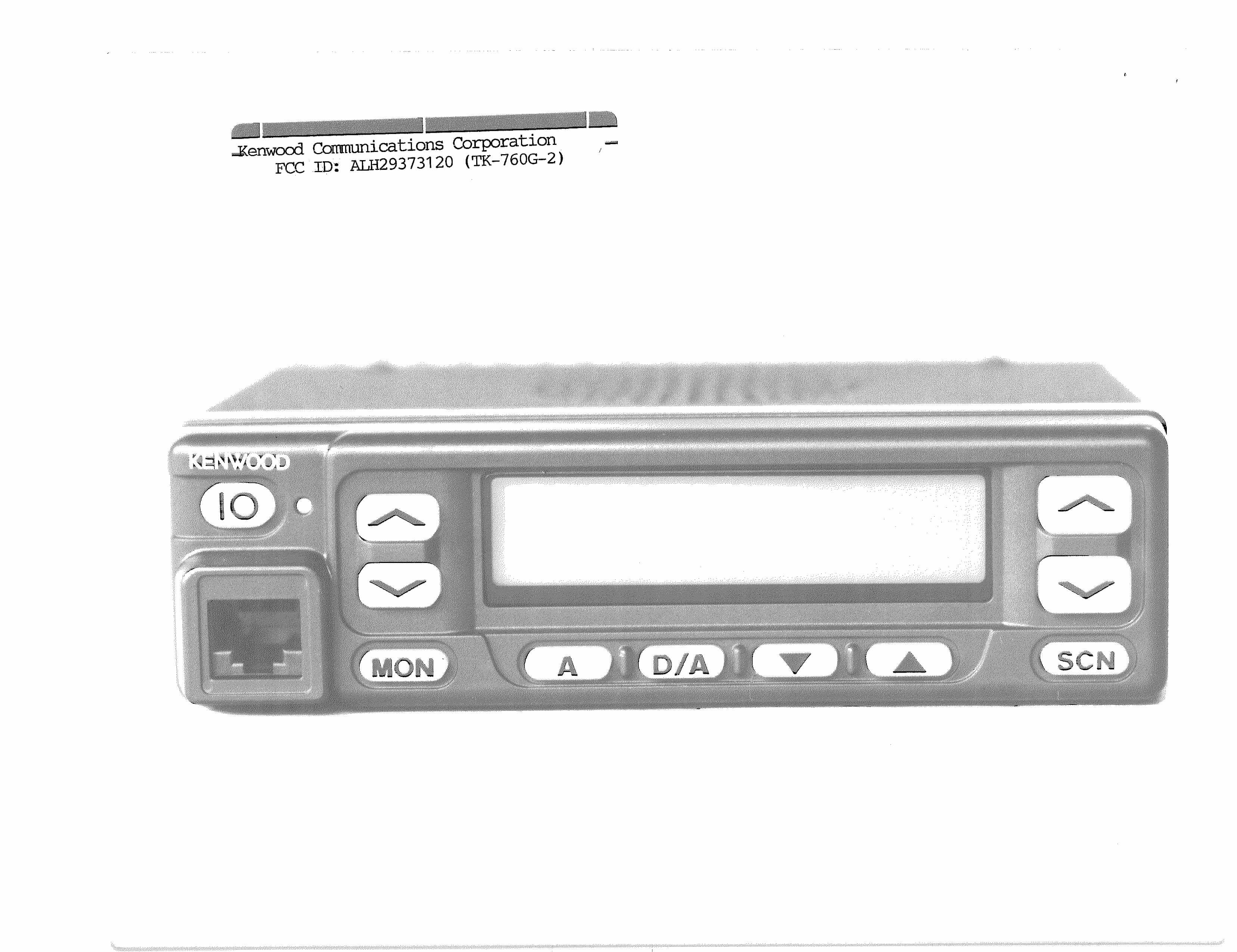 VHF-FM Mobile Transceiver - FCC ID ALH29373120 - Kenwood USA Corporation