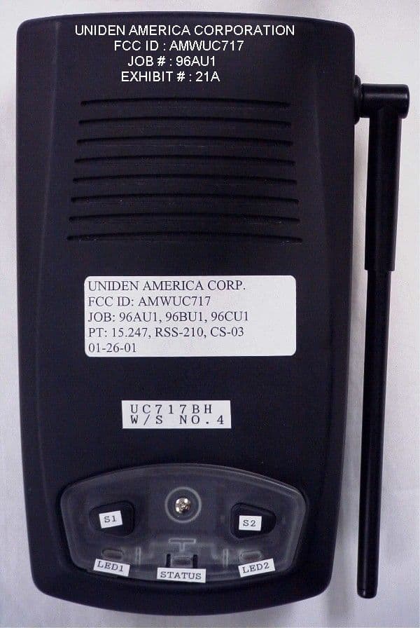 900 MHz Spread Spectrum Cordless Phone - FCC ID AMWUC717 - Uniden America Corporation