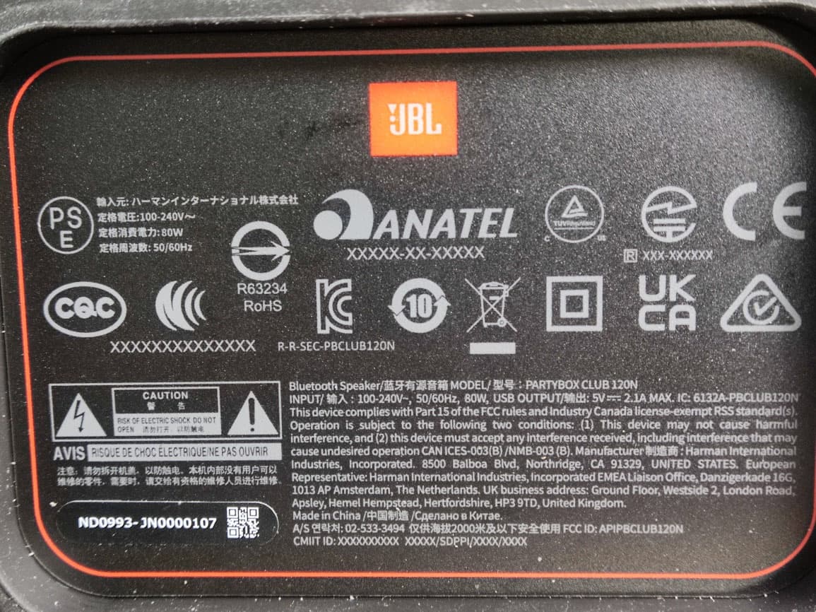 Bluetooth Speaker - FCC ID APIPBCLUB120N - Harman International Industries, Inc (2)