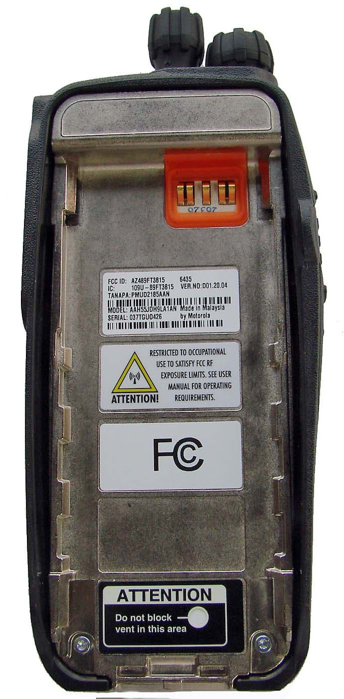 Portable 2-Way Radio - FCC ID AZ489FT3815 - Motorola Solutions, Inc.