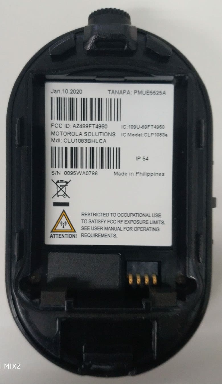Body worn 2-way portable radio - FCC ID AZ489FT4960 - Motorola Solutions, Inc. (3)