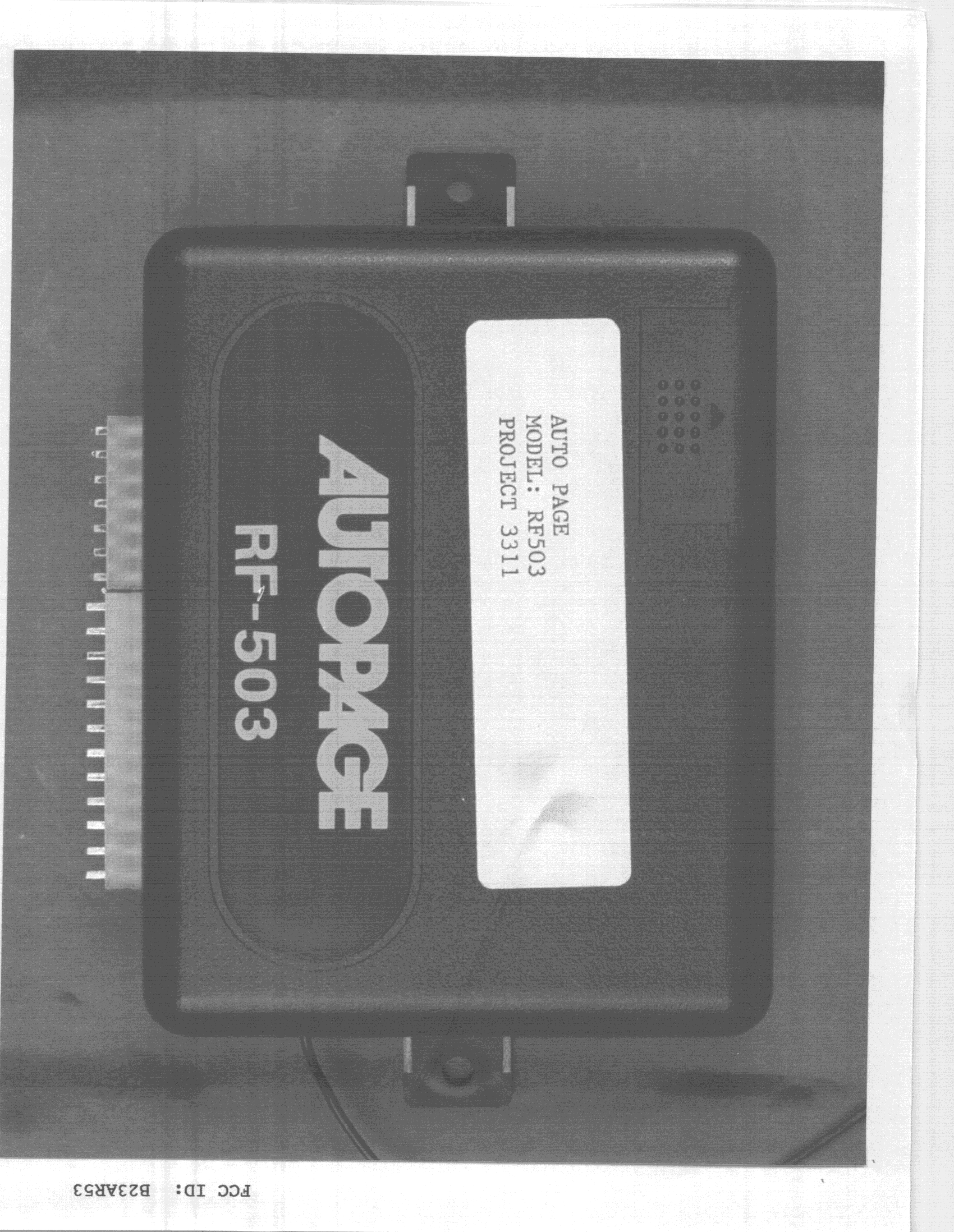Automotive Control Receiver - FCC ID B23AR53 - Auto Page Inc