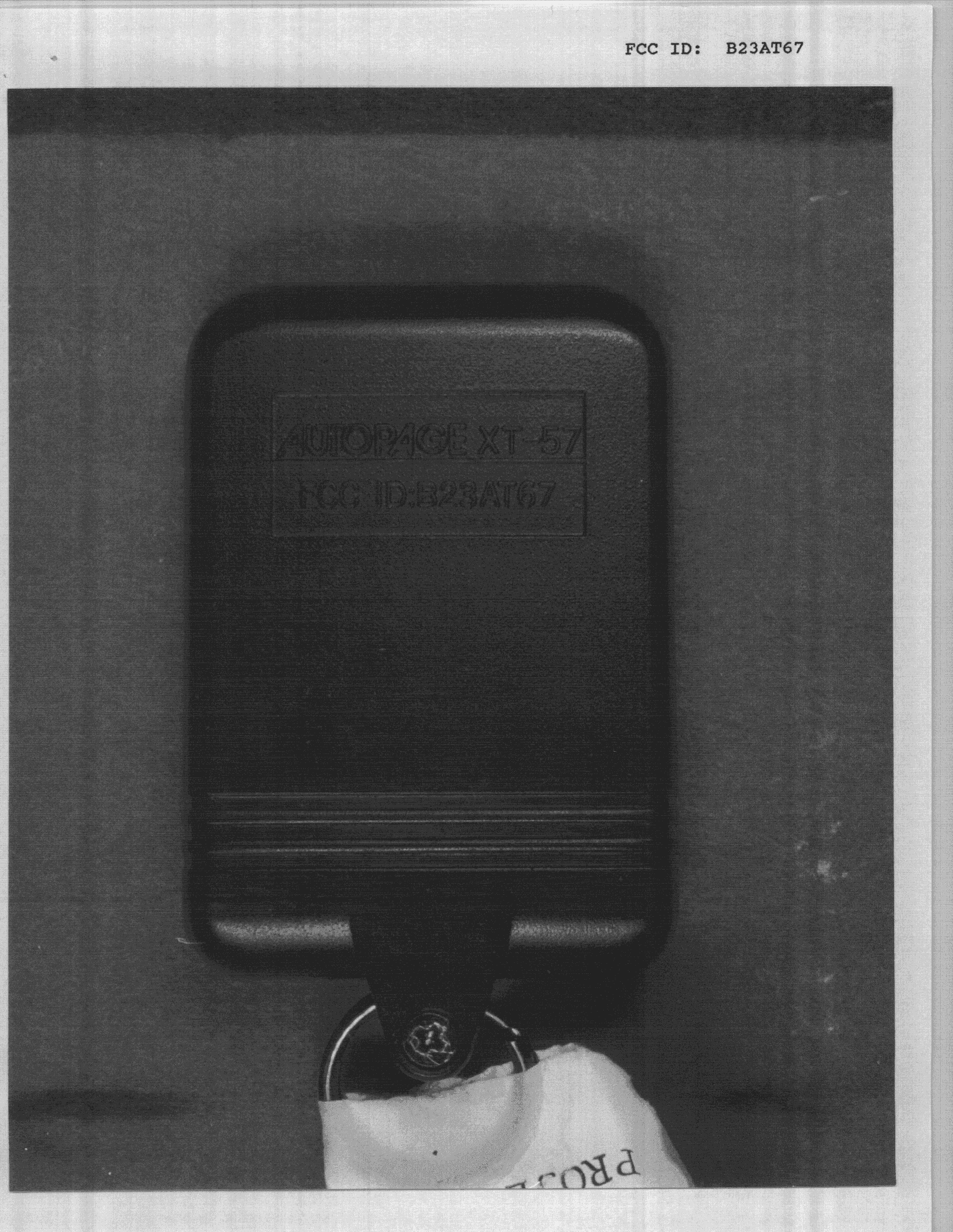 Auto Security System Transmitter - FCC ID B23AT67 - Auto Page Inc