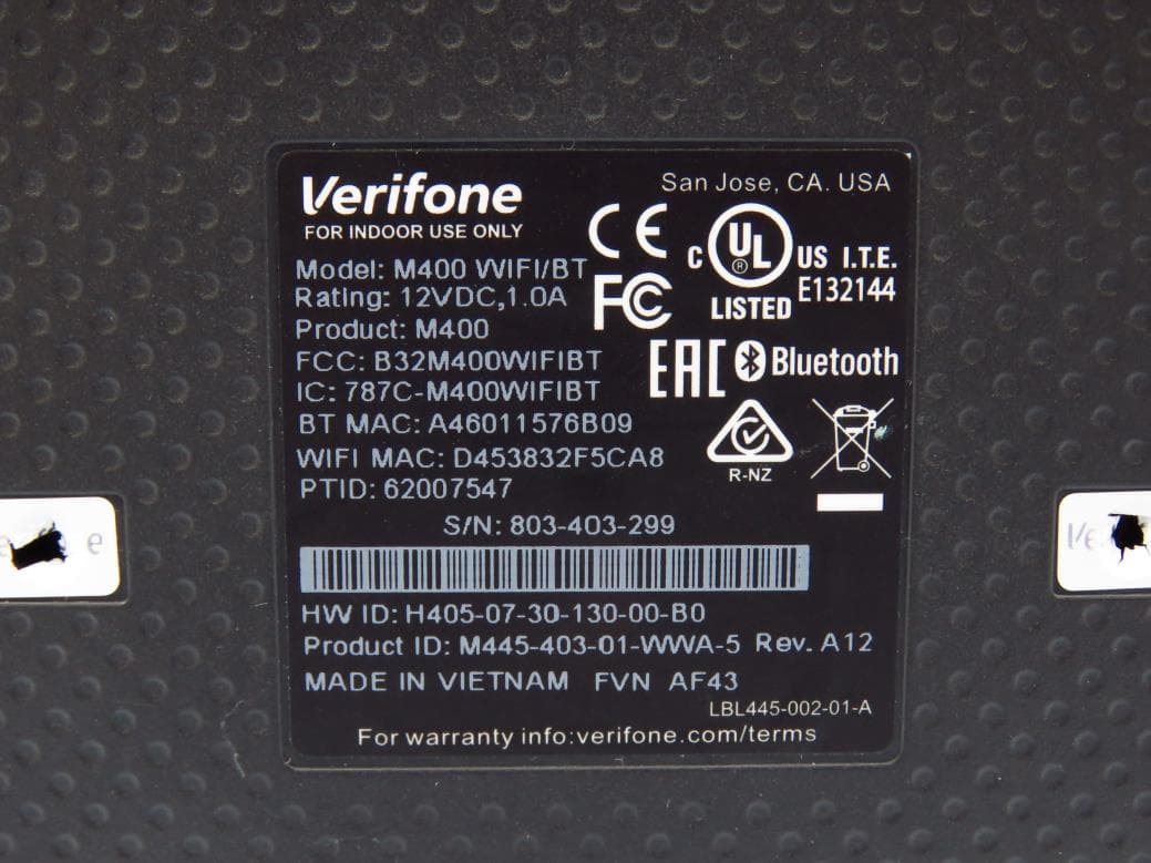 Point of Sale Terminal - FCC ID B32M400CTLS - VeriFone Inc (2)