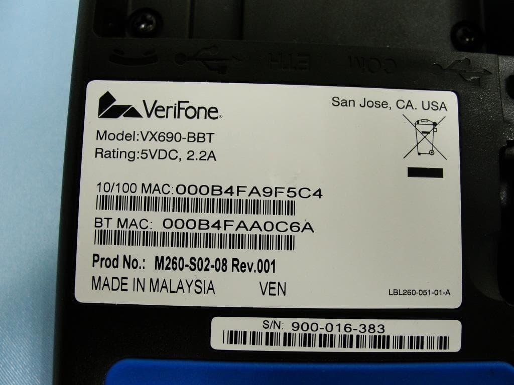 Point of Sale Terminal - FCC ID B32VX6903GBTWIFI - VeriFone Inc (5)