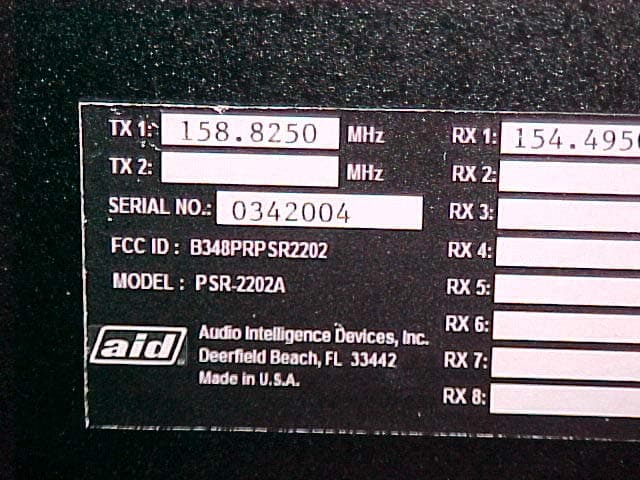 VHF Repeater - FCC ID B348PRPSR2202 - Audio Intelligence Devices, Inc
