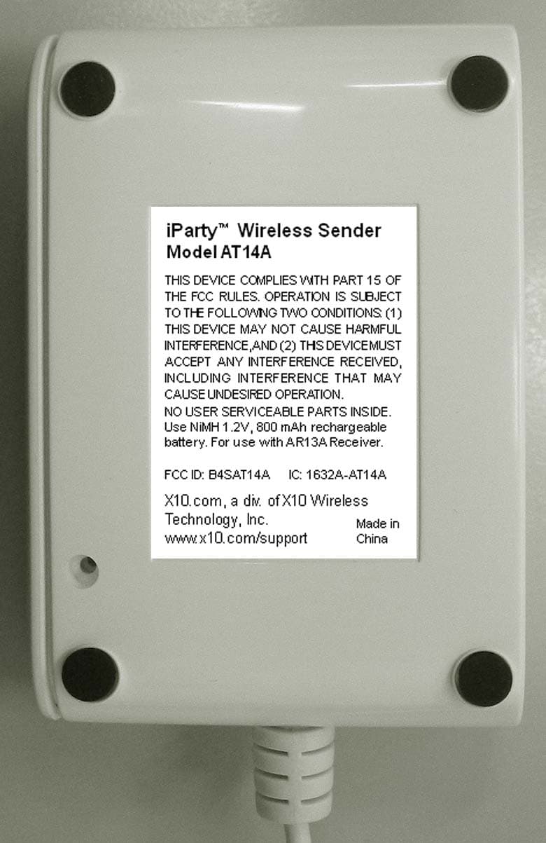 WIRELESS SENDER - FCC ID B4SAT14A - Authinx Inc.