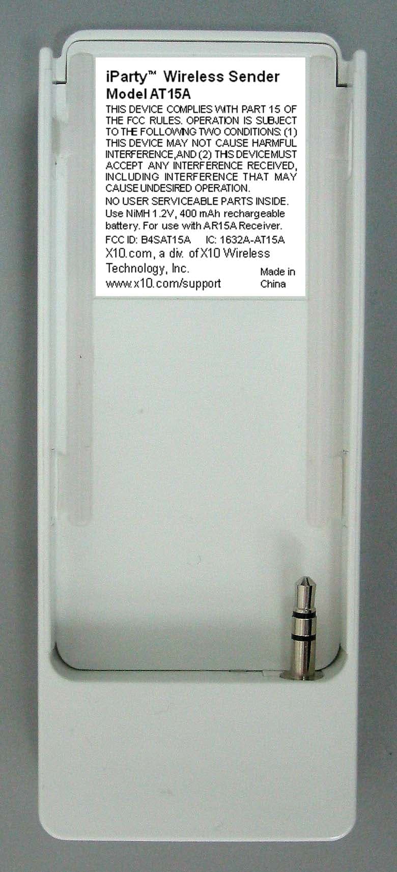 WIRELESS SENDER - FCC ID B4SAT15A - Authinx Inc.