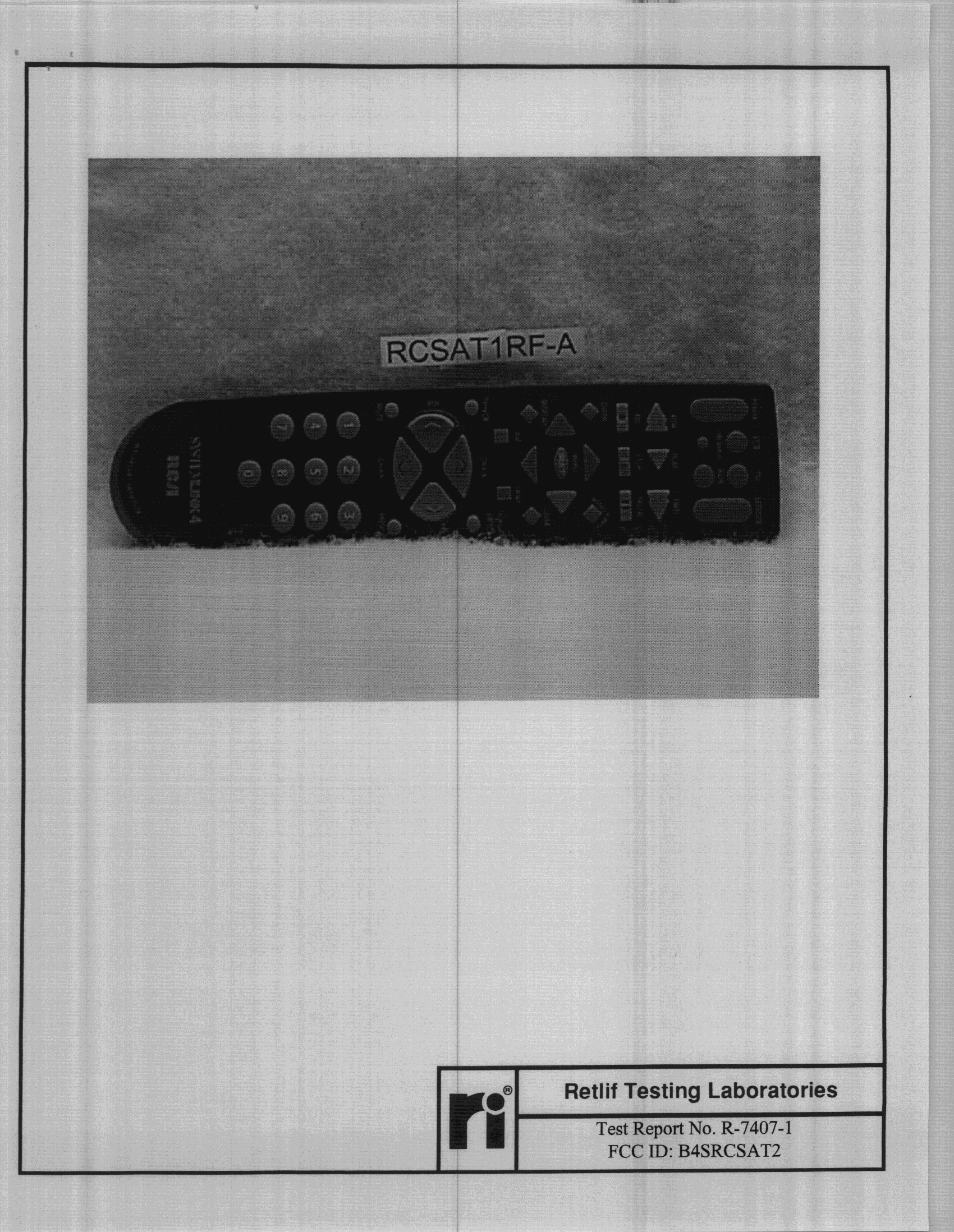 Remote Control - FCC ID B4SRCSAT1 - Authinx Inc. (2)
