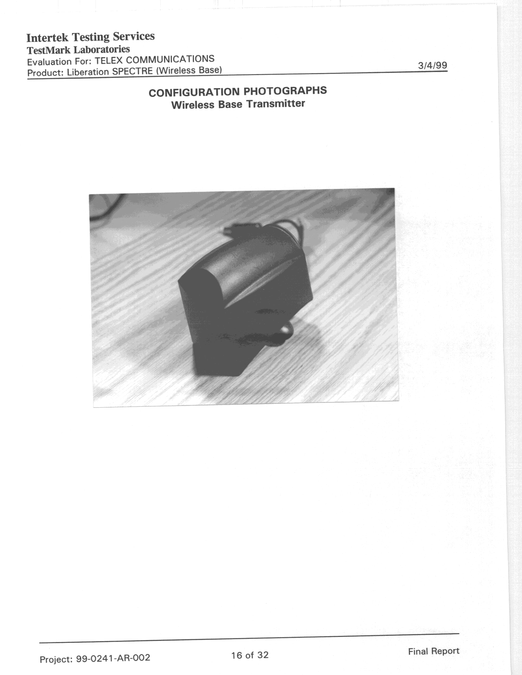 Cordless Telephone Base Transceiver - FCC ID B5D300760 - Bosch Security Systems, Inc.