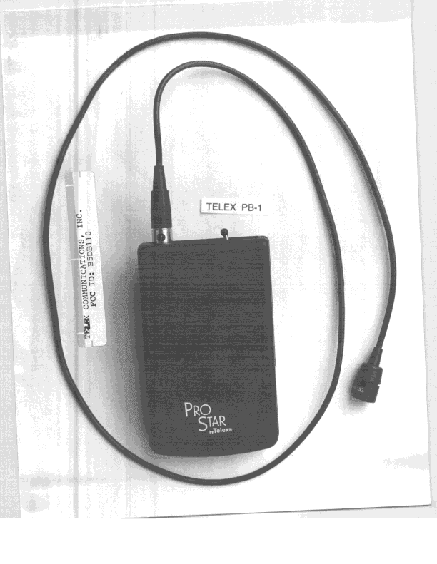 TNT - Licensed Non-Broadcast Transmitter Worn on Body - FCC ID B5DB110 - Bosch Security Systems, Inc.