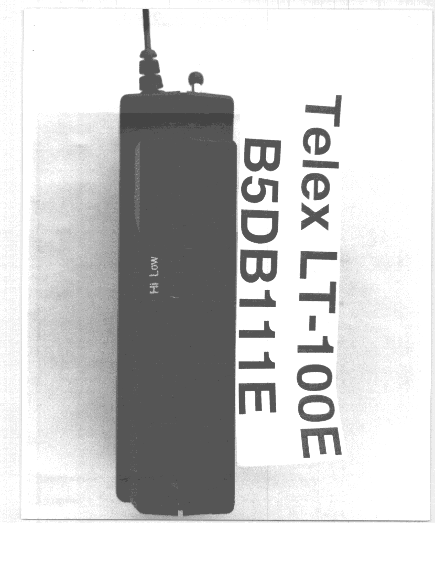 TNB - Licensed Non-Broadcast Station Transmitter - FCC ID B5DB111E - Bosch Security Systems, Inc.