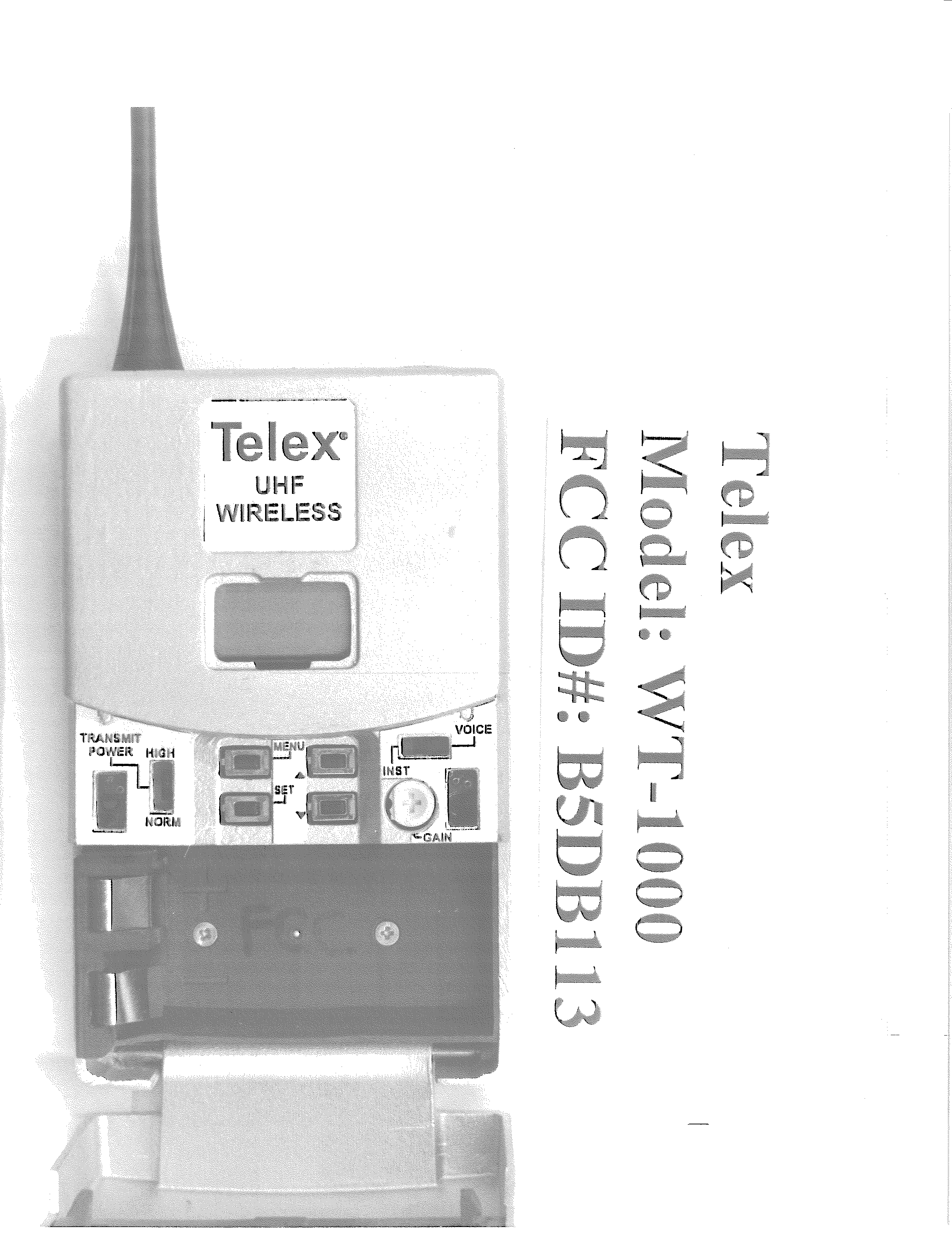 Beltpack Transmitter - FCC ID B5DB113 - Bosch Security Systems, Inc.