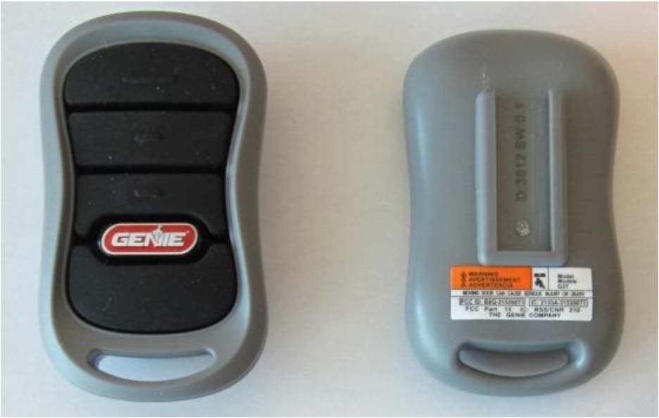 Wall mounted wireless remote control transmitter for operation of garage door opener. - FCC ID B8Q-315390T1 - The Genie Company a Division of Overhead Door Corporation