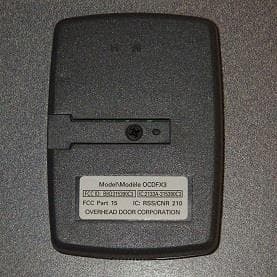 Remote Control Transmitter for Garage Door Opener Operation - FCC ID B8Q315390C3 - The Genie Company a Division of Overhead Door Corporation