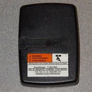 Remote Control Transmitter for Gate Opener Operation - FCC ID B8Q390TR2 - The Genie Company a Division of Overhead Door Corporation