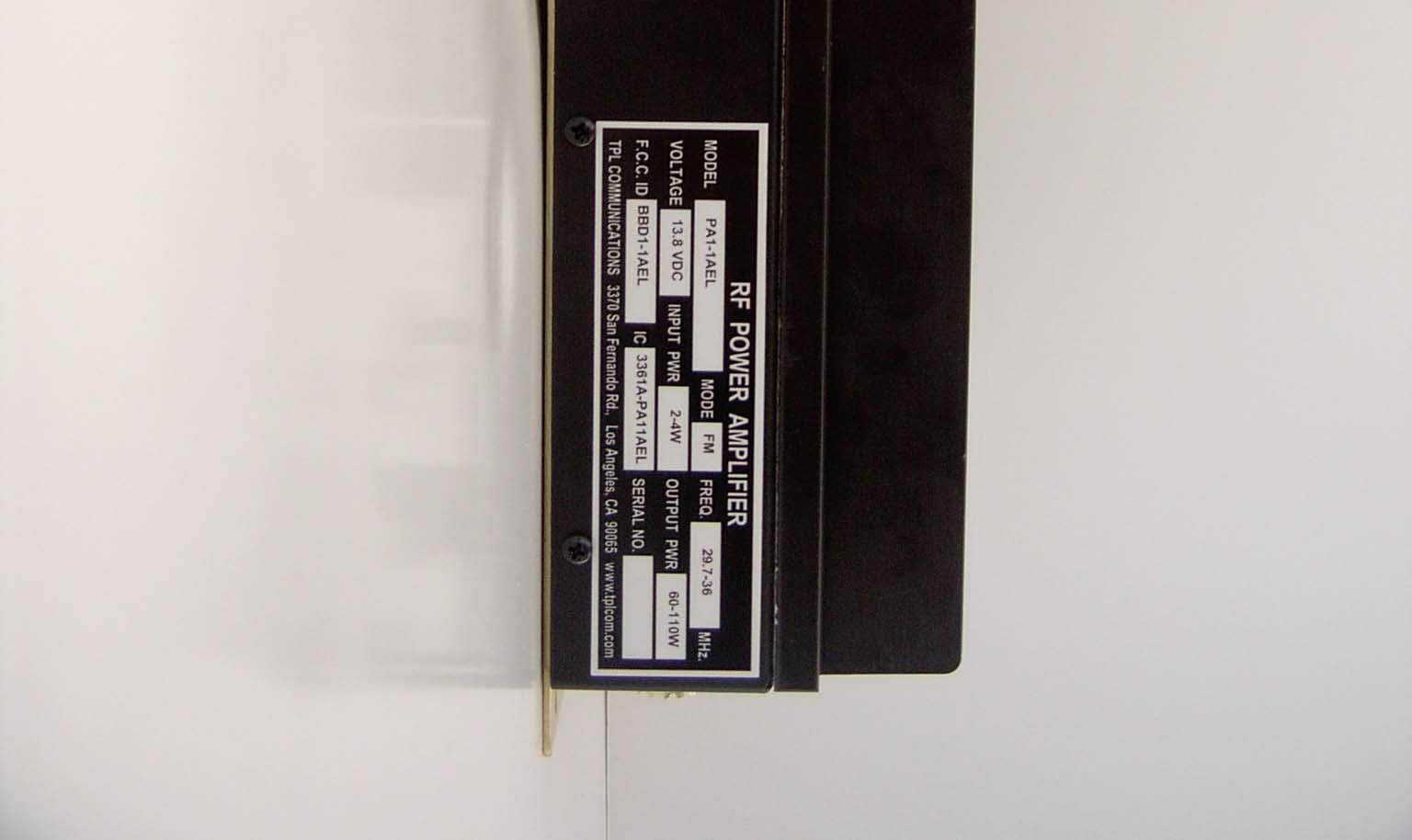 RF Power Amplifier - FCC ID BBD1-1AEL - TPL Communications Inc (5)