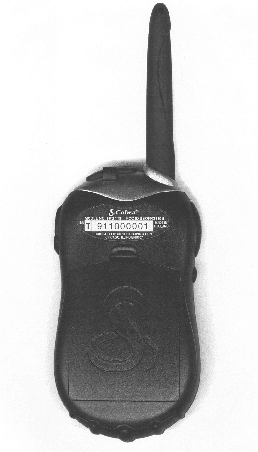 FRF - Part 95 Family Radio Face Held Transmitter - FCC ID BBOFRS110B - Cobra Electronics Corporation