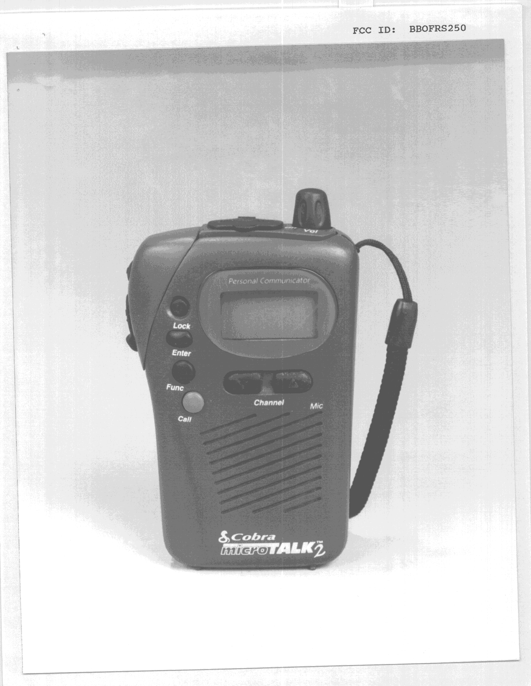FRF - Part 95 Family Radio Face Held Transmitter - FCC ID BBOFRS250 - Cobra Electronics Corporation (2)