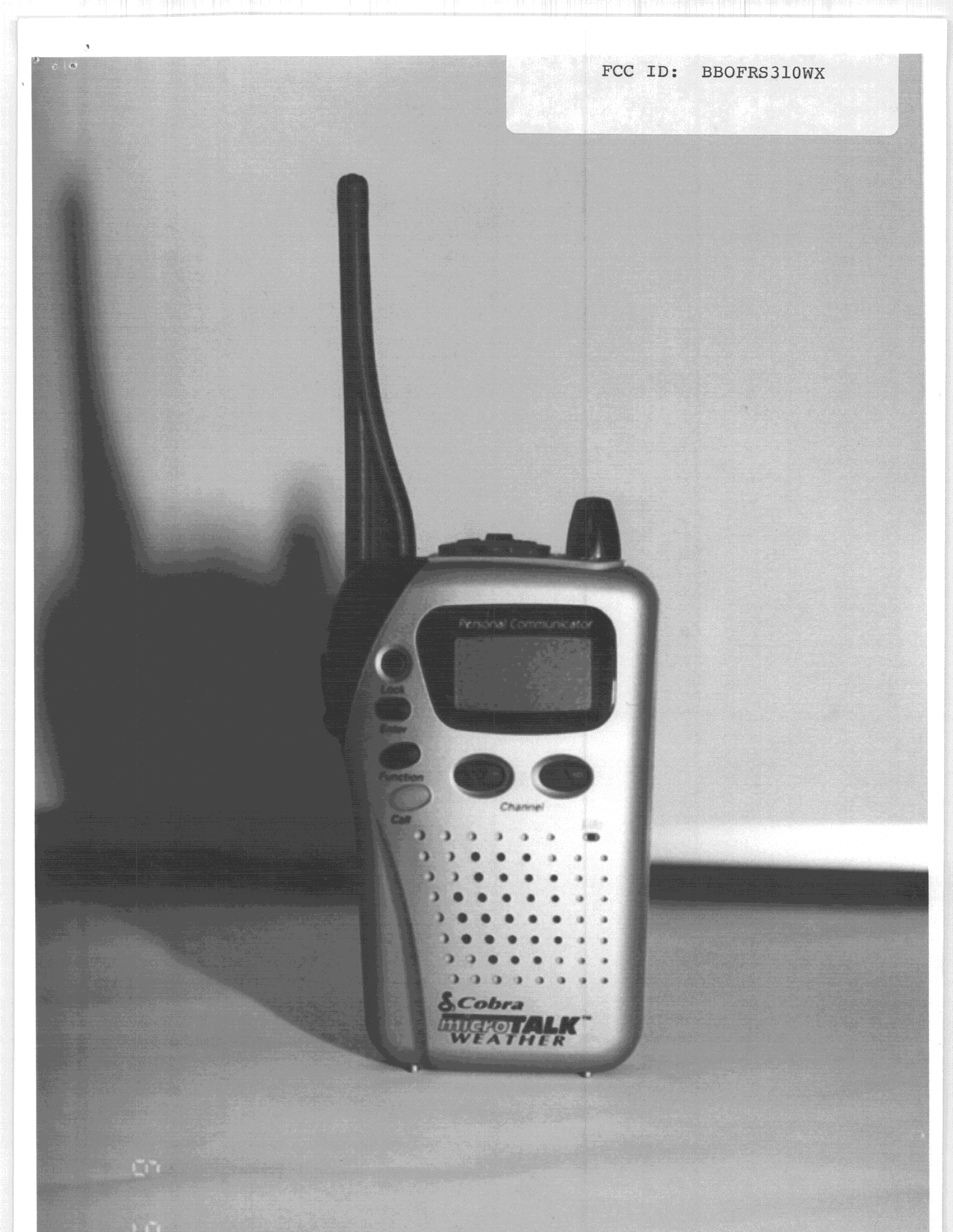 FRF - Part 95 Family Radio Face Held Transmitter - FCC ID BBOFRS310WX - Cobra Electronics Corporation