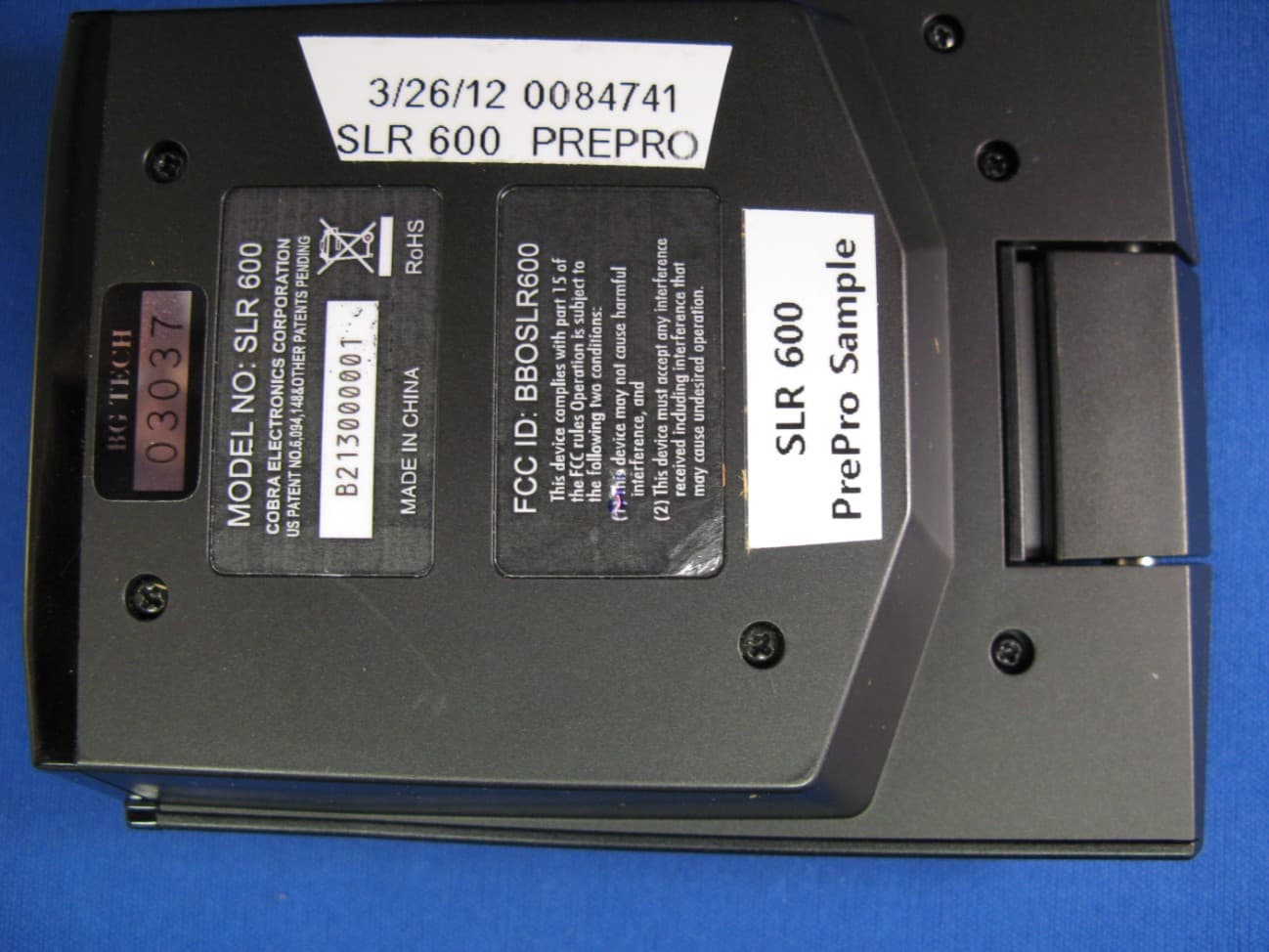 RADAR DETECTOR - FCC ID BBOSLR600 - Cobra Electronics Corporation