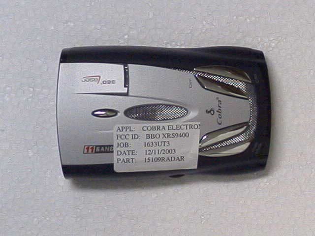 RADAR DETECTOR - FCC ID BBOXRS9400 - Cobra Electronics Corporation
