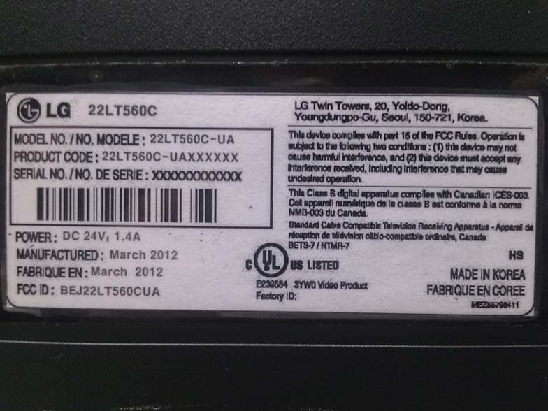 LED LCD TV monitor - FCC ID BEJ22LT560CUA - LG Electronics USA, Inc.