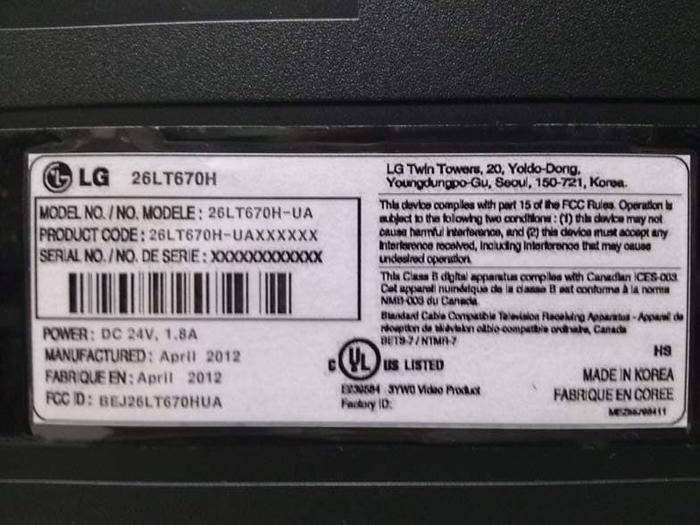 LED LCD TV monitor - FCC ID BEJ26LT670HUA - LG Electronics USA, Inc.