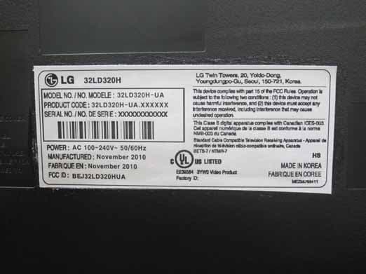 LCD TV(Model: 32LD320H-UA) - FCC ID BEJ32LD320HUA - LG Electronics USA, Inc. (1)
