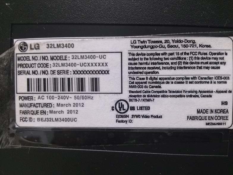 LED LCD TV monitor - FCC ID BEJ32LM3400UC - LG Electronics USA, Inc.