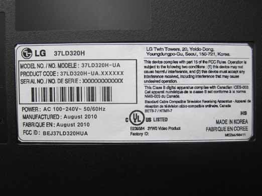 LCD TV Monitor 37LD320H-UA - FCC ID BEJ37LD320HUA - LG Electronics USA, Inc. (1)